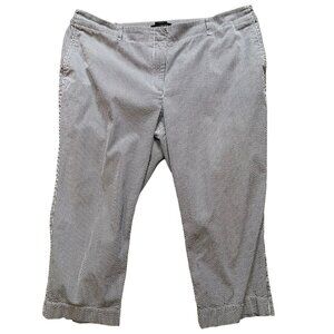 Talbots Woman Chelsea Seersucker Capri Pants 18W Blue Casual Classic Textured